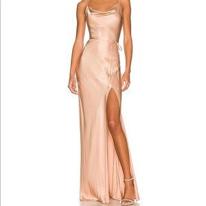 LA LUNE BIAS COWL SHONA JOY MAXI DRESS. SIZE 2. DESERT ROSE.